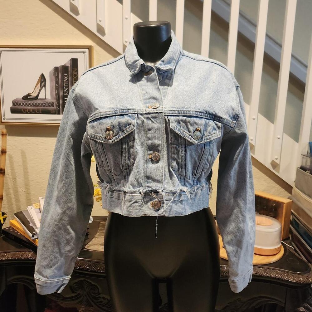 Zara denim cropped jacket size S
